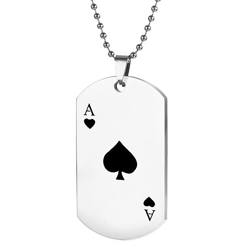Collier avec pendentif plaqué acier inoxydable, Poker à la mode, 1 pièce
