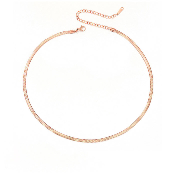 jewelry Jewelry Wholesale New Style Simple Stainless Steel  Flat Snake Chain Necklace
