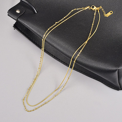 Simple Style Geometric Stainless Steel Plating 18K Gold Plated Layered Necklaces