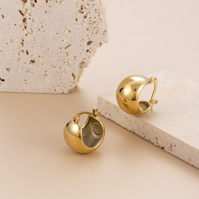 Pendientes chapados en oro con incrustaciones de acero inoxidable, aretes elegantes con forma de corazón, ojo, mariposa, perla de imitación, 1 par