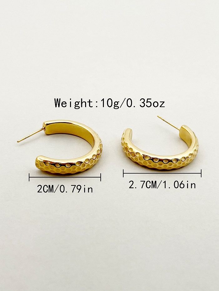 1 Pair Vintage Style Simple Style C Shape Spot Stainless Steel  Polishing Plating Gold Plated Ear Studs