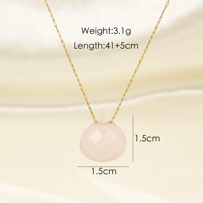 Elegant Simple Style Water Droplets Stainless Steel  Plating 14K Gold Plated Pendant Necklace