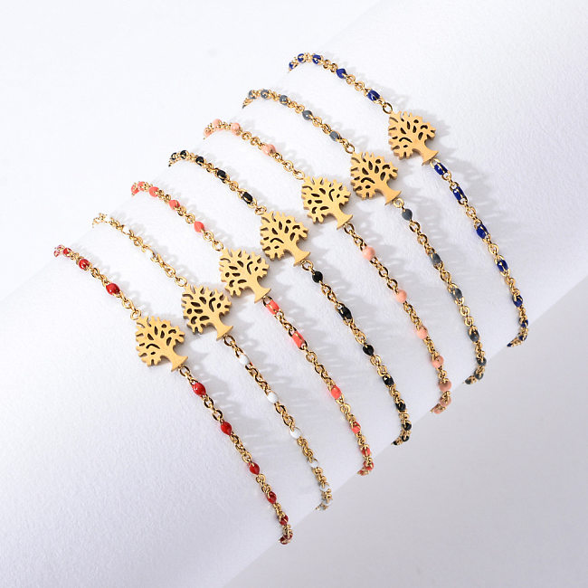 Bracelets de placage en acier inoxydable d'arbre de style simple rétro