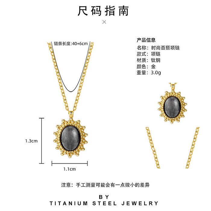 Fashion Natural Stone Pendant Chain Stainless Steel Necklace Wholesale