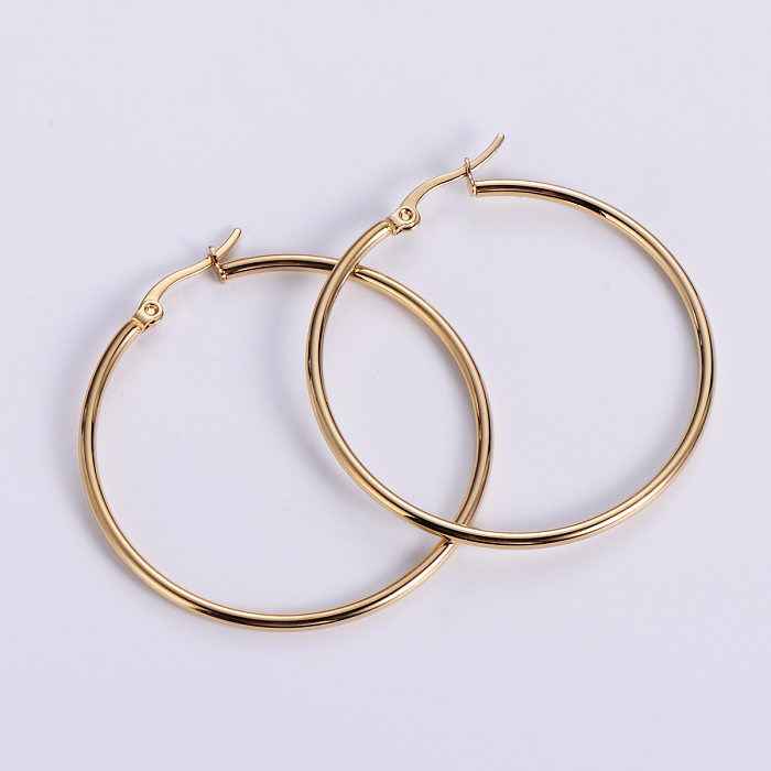 Simple Style Circle Stainless Steel  Plating Earrings 1 Pair