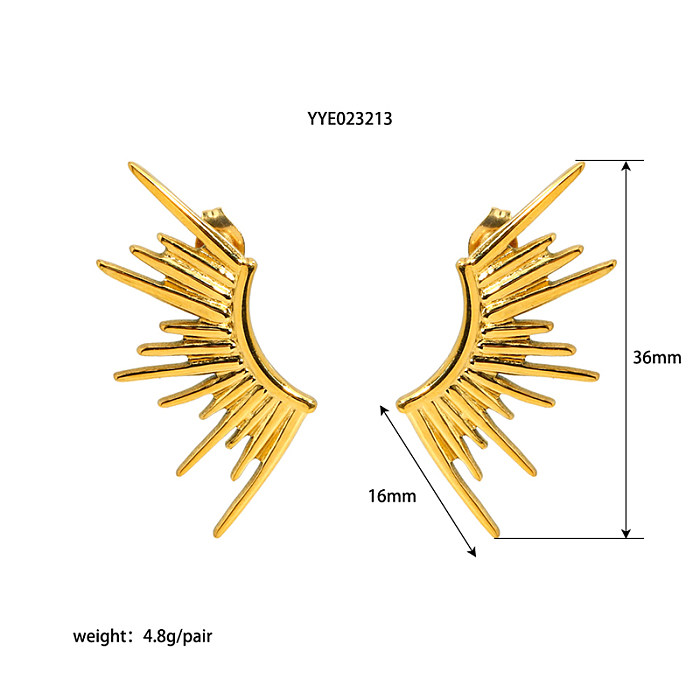 1 par de asas retrô boêmias revestidas de aço inoxidável banhado a ouro 18K