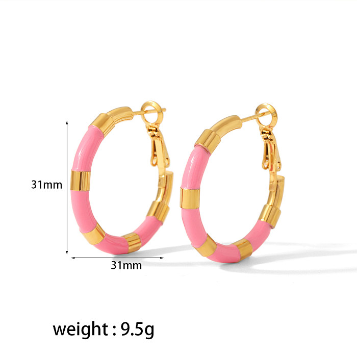 1 Pair Modern Style Color Block Polishing Epoxy Plating Stainless Steel  18K Gold Plated Earrings