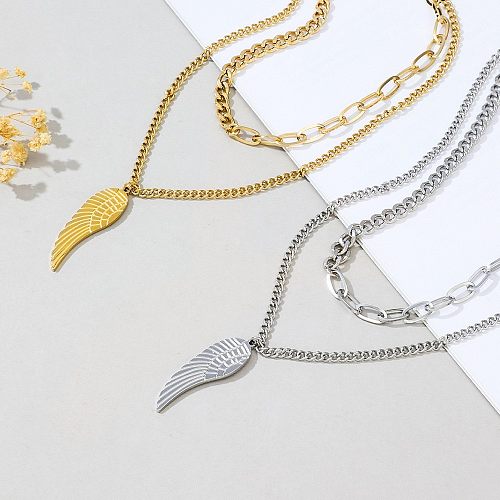 Wholesale Hip-Hop Wings Stainless Steel  Layered Necklaces