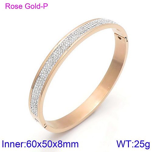 Simple Style Solid Color Stainless Steel Plating Inlay Zircon 18K Gold Plated Bangle