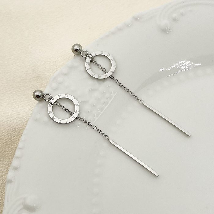 1 Piece Simple Style Circle Tassel Stainless Steel  Plating Drop Earrings