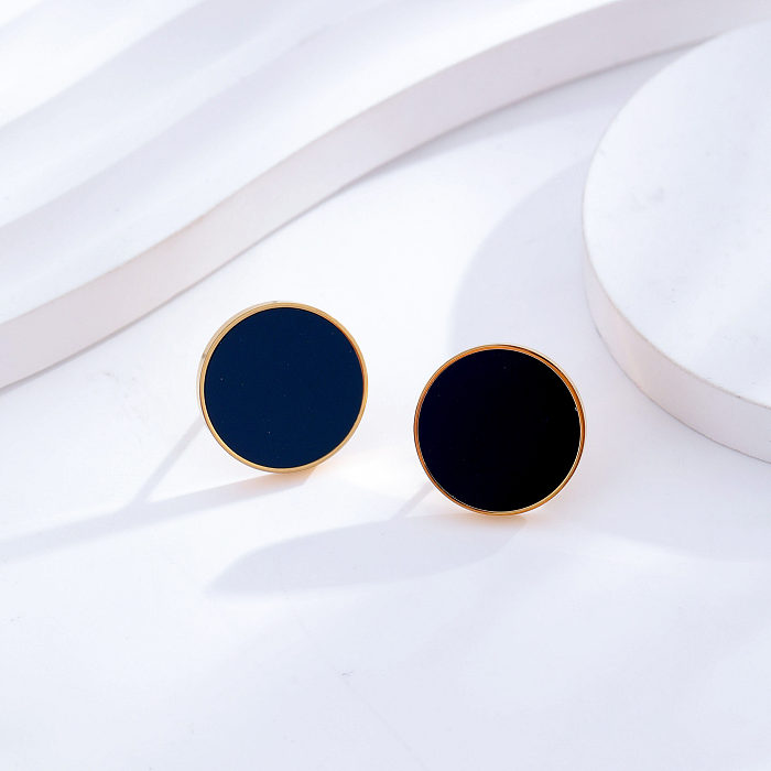 1 Paar runde Ohrstecker aus Edelstahl im klassischen Stil mit 24-Karat-Vergoldung