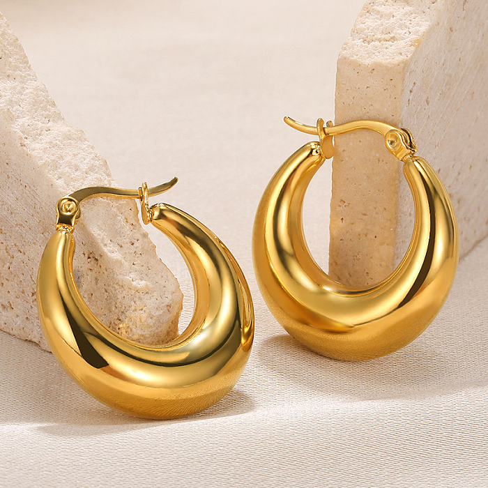 1 Pair Vintage Style Solid Color Irregular Plating Stainless Steel  18K Gold Plated Ear Studs