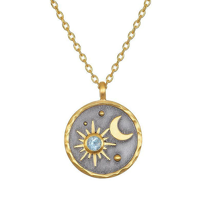 1 Piece Simple Style Star Stainless Steel  Stainless Steel Inlay Turquoise Rhinestones Pendant Necklace