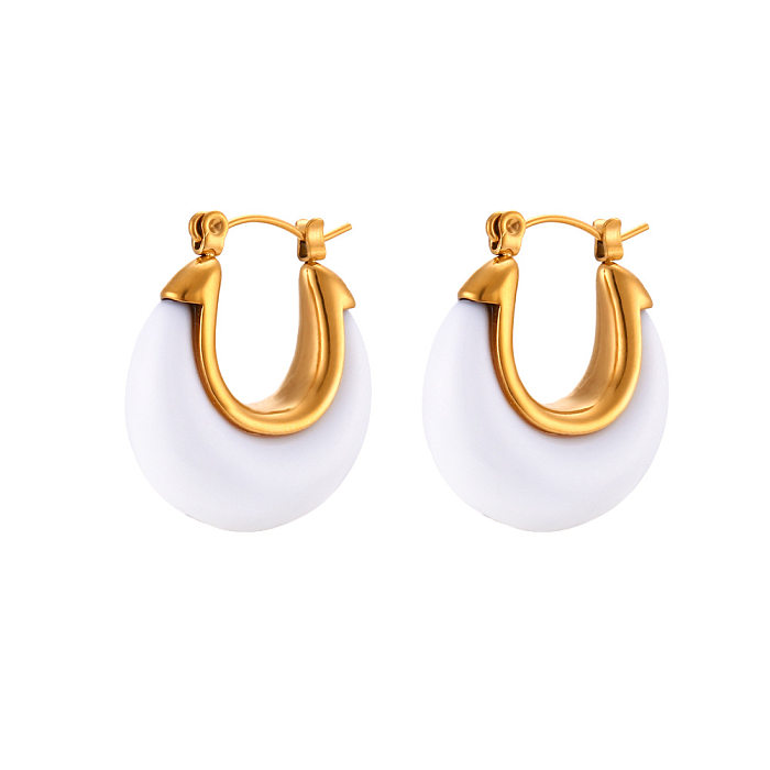 1 Pair Retro U Shape Stainless Steel  Arylic Plating 18K Gold Plated Earrings
