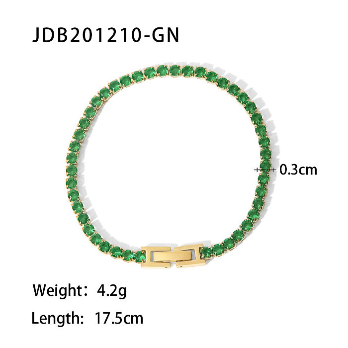 Bracelets en acier inoxydable de couleur unie à la mode Bracelets en acier inoxydable Zircon plaqué or
