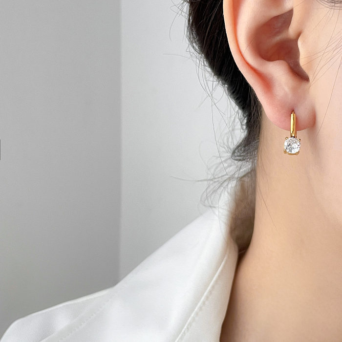 1 Paar quadratische Ohrringe im INS-Stil mit Zirkon-Inlay aus Edelstahl