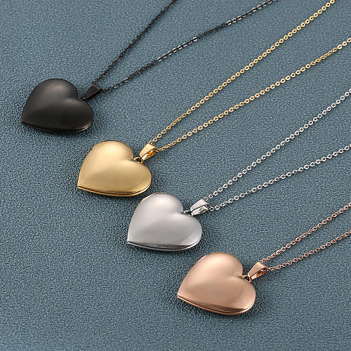 Simple Style Heart Shape Stainless Steel  Plating Pendant Necklace 1 Piece