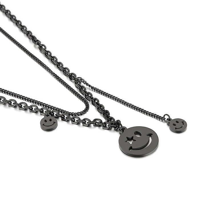 European And American Fashion Stainless Steel Pendant Necklace Smiley Face Clavicle Chain Wholesale