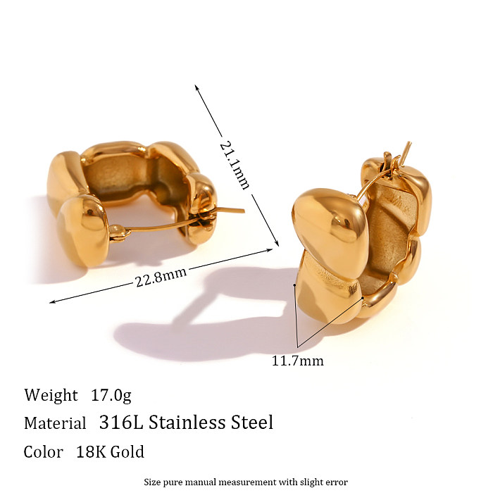 1 par de pendientes de aro chapados en oro de 18 quilates con forma de U de estilo vintage