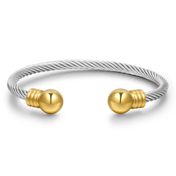 Bracelet en câble métallique à perles rondes, en acier titane, ouvert, vente en gros