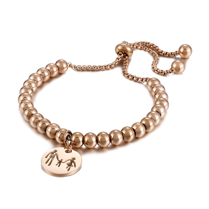 Cute Simple Style Portrait Round Stainless Steel Plating 18K Gold Plated Bracelets