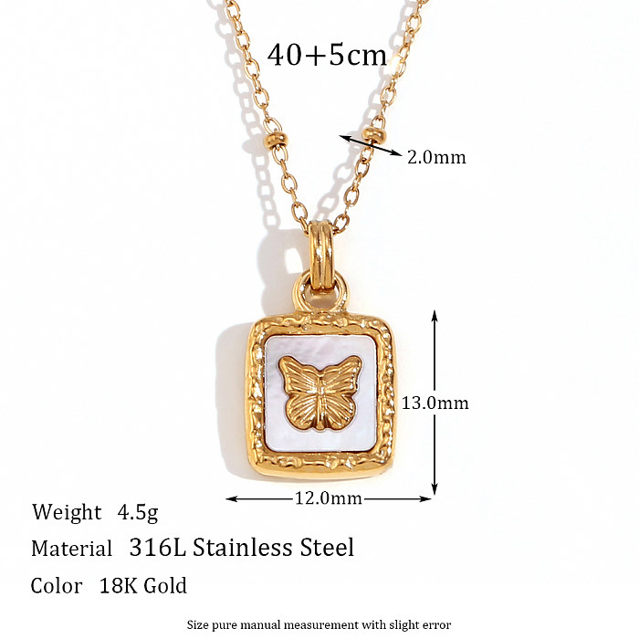 Basic Vintage Style Classic Style Butterfly Stainless Steel  Plating 18K Gold Plated Pendant Necklace