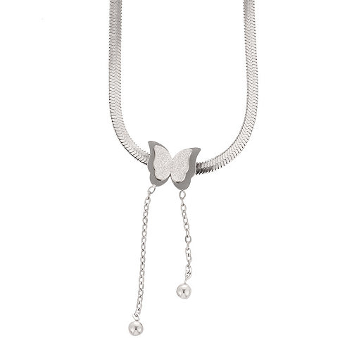 Vintage Style Sweet Butterfly Stainless Steel Plating Chain 18K Gold Plated Necklace Pendant