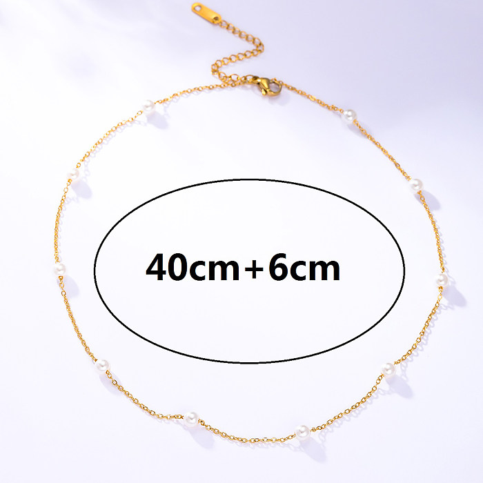 Cute Simple Style Solid Color Stainless Steel  Chain Necklace