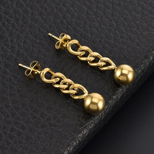 1 paire de boucles d'oreilles pendantes en acier inoxydable à placage géométrique de style IG