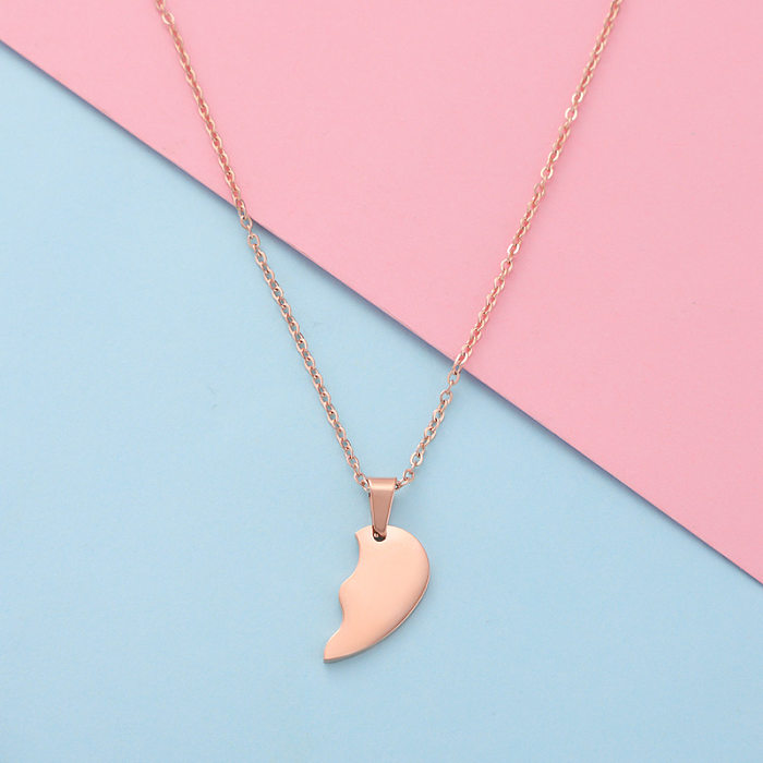 Simple Style Heart Shape Stainless Steel Necklace