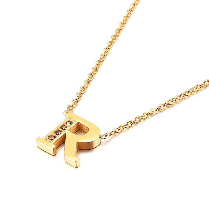 Collar de acero inoxidable con 26 letras en inglés, oro creativo, nueva moda