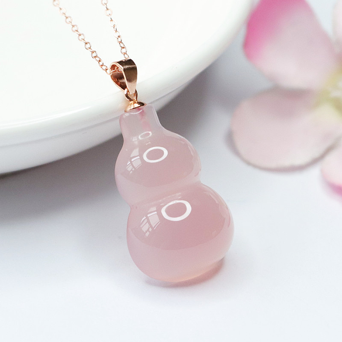 Casual Elegant Classic Style Gourd Stainless Steel  Chalcedony Polishing Plating Gold Plated Pendant Necklace