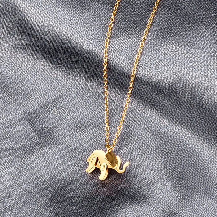 Collier en acier inoxydable avec couture d'éléphant pour bébé, bijoux à la mode, vente en gros de bijoux