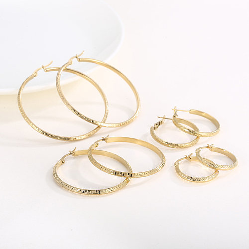 1 Pair Casual Simple Style Solid Color Stainless Steel  Plating 18K Gold Plated Hoop Earrings
