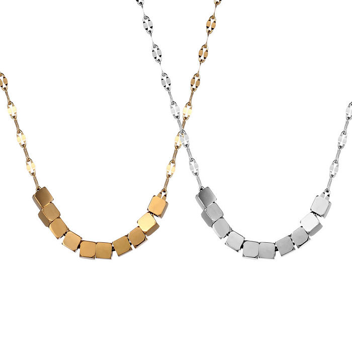 Simple Style Solid Color Stainless Steel Gold Plated Necklace In Bulk