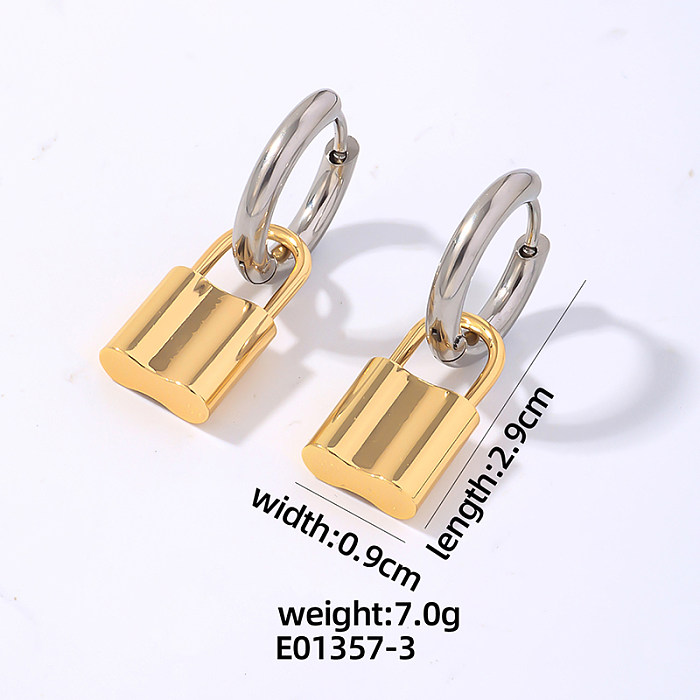 1 Pair IG Style Vintage Style Lock Polishing Plating Stainless Steel Gold Plated Silver Plated Drop Earrings