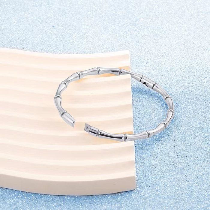 Bracelet de placage en acier inoxydable en bambou de style simple