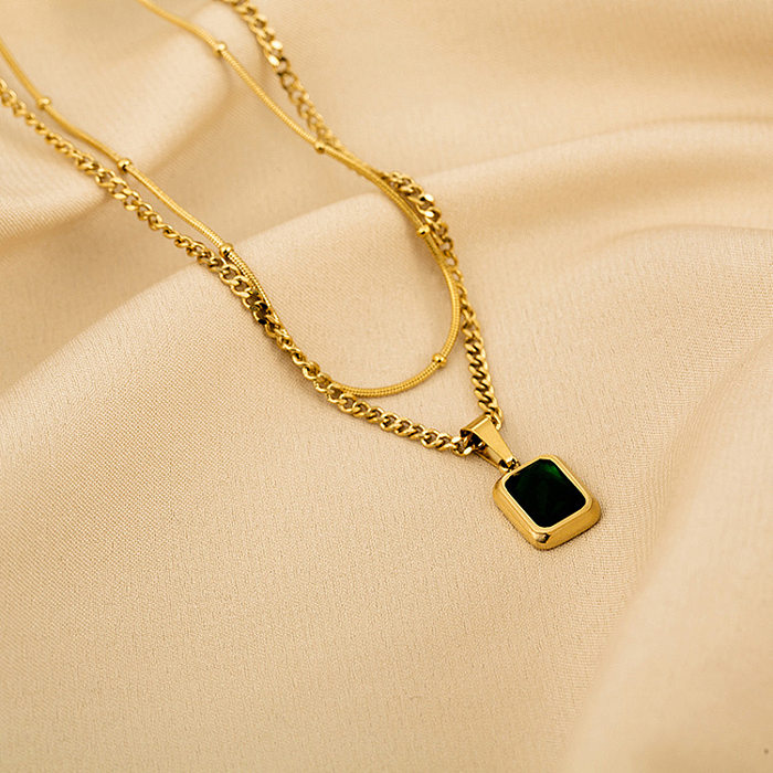 Fashion Geometric Stainless Steel  Plating Zircon Pendant Necklace 1 Piece