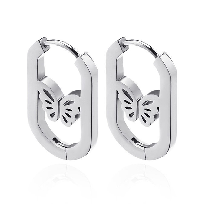 1 paire de boucles d'oreilles élégantes en acier inoxydable plaqué papillon