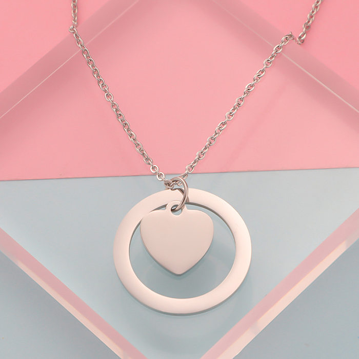 Simple Style Classic Style Heart Shape Stainless Steel  Gold Plated Silver Plated Pendant Necklace In Bulk