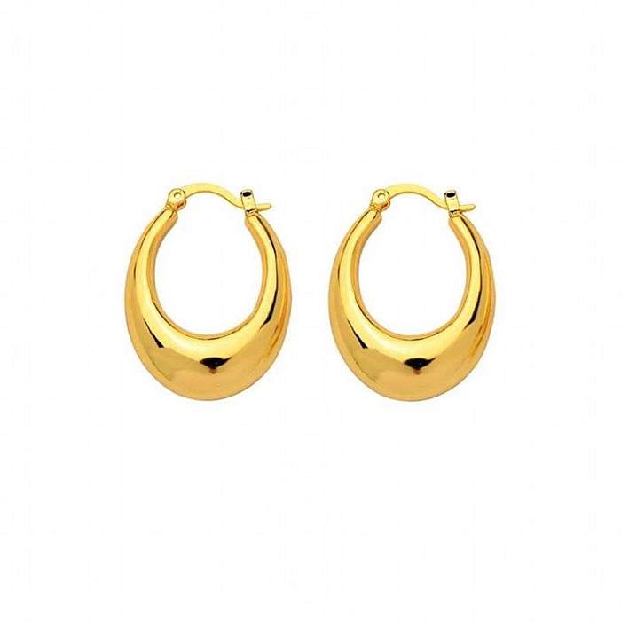 1 Pair Simple Style Commute Geometric Solid Color Plating Stainless Steel  18K Gold Plated Earrings