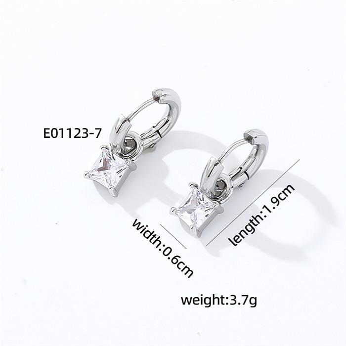 1 Pair IG Style Simple Style Pentagram Square Heart Shape Plating Inlay Stainless Steel  Zircon Drop Earrings