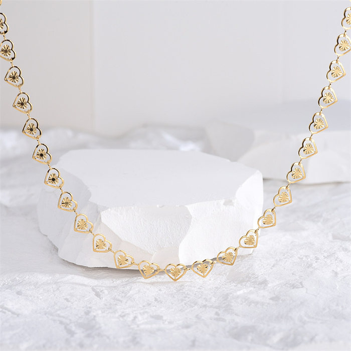 Simple Style Heart Shape Stainless Steel Polishing Plating 18K Gold Plated Necklace