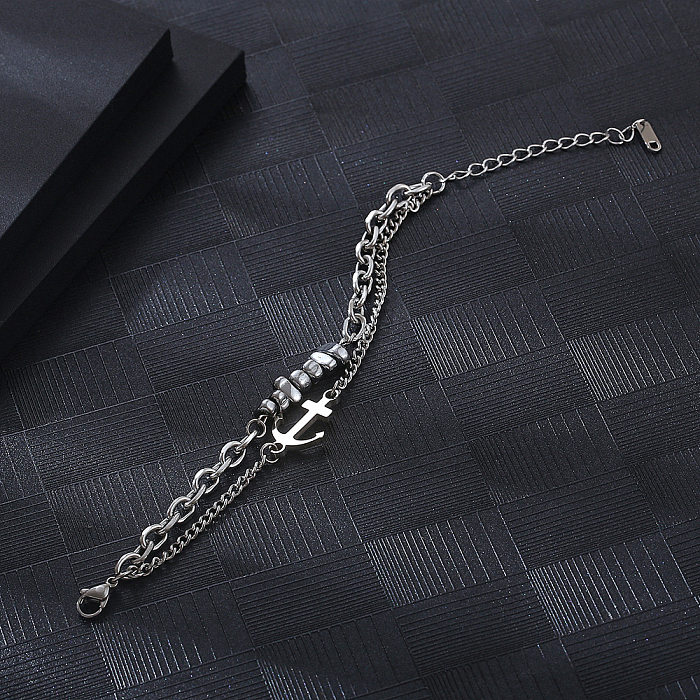 Wholesale IG Style Simple Style Anchor Titanium Steel Polishing Bracelets