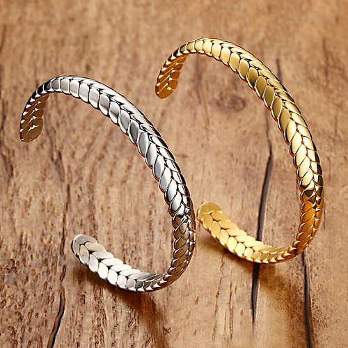 Simple Style Grain Stainless Steel Bangle Plating Stainless Steel Bracelets