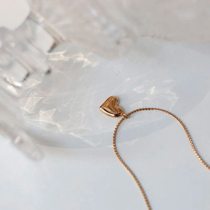 Collier pendentif plaqué en acier inoxydable en forme de cœur de Style coréen Simple