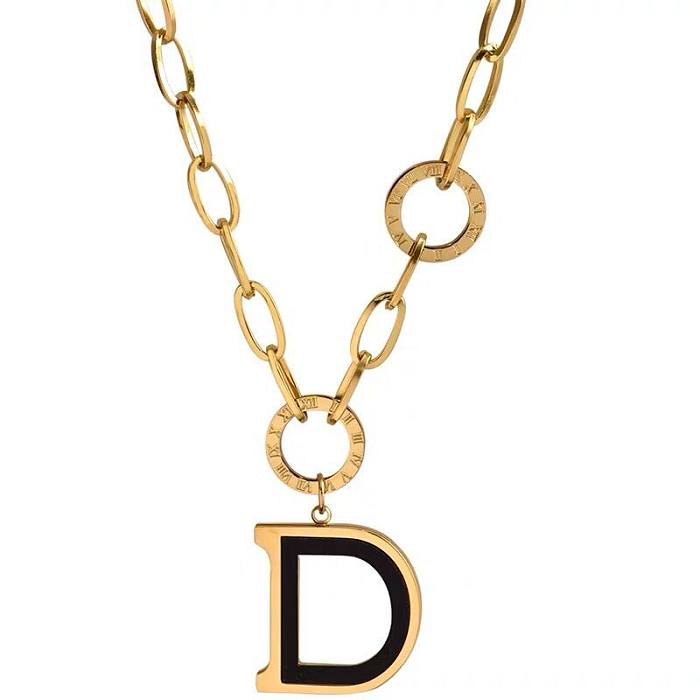 Collier pendentif lettre D concis à la mode