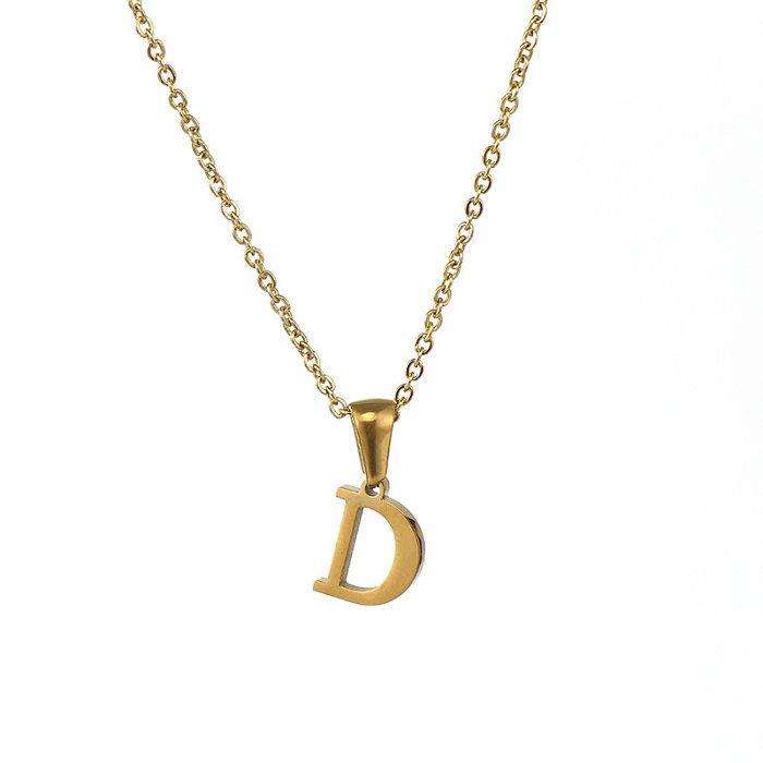 Simple Style Letter Stainless Steel  Pendant Necklace Plating Stainless Steel  Necklaces