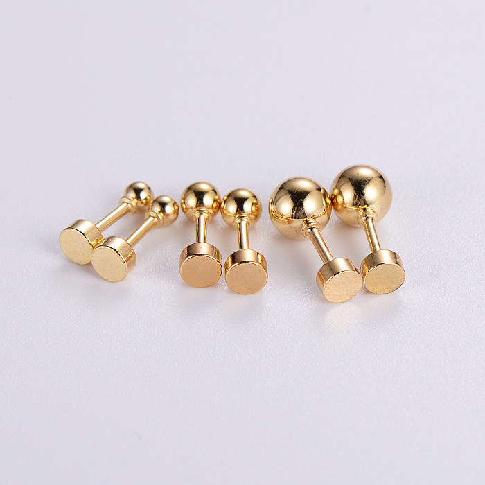12 pares de pinos de orelha banhados a ouro 18K, estilo simples, estilo clássico, redondo, polimento