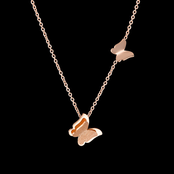 Modische Schmetterlings-Halskette aus Edelstahl, 1 Stück